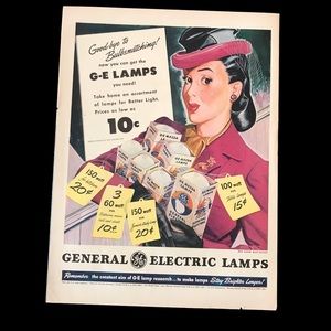 1940’s Vintage General Electric Lamps Print Ad